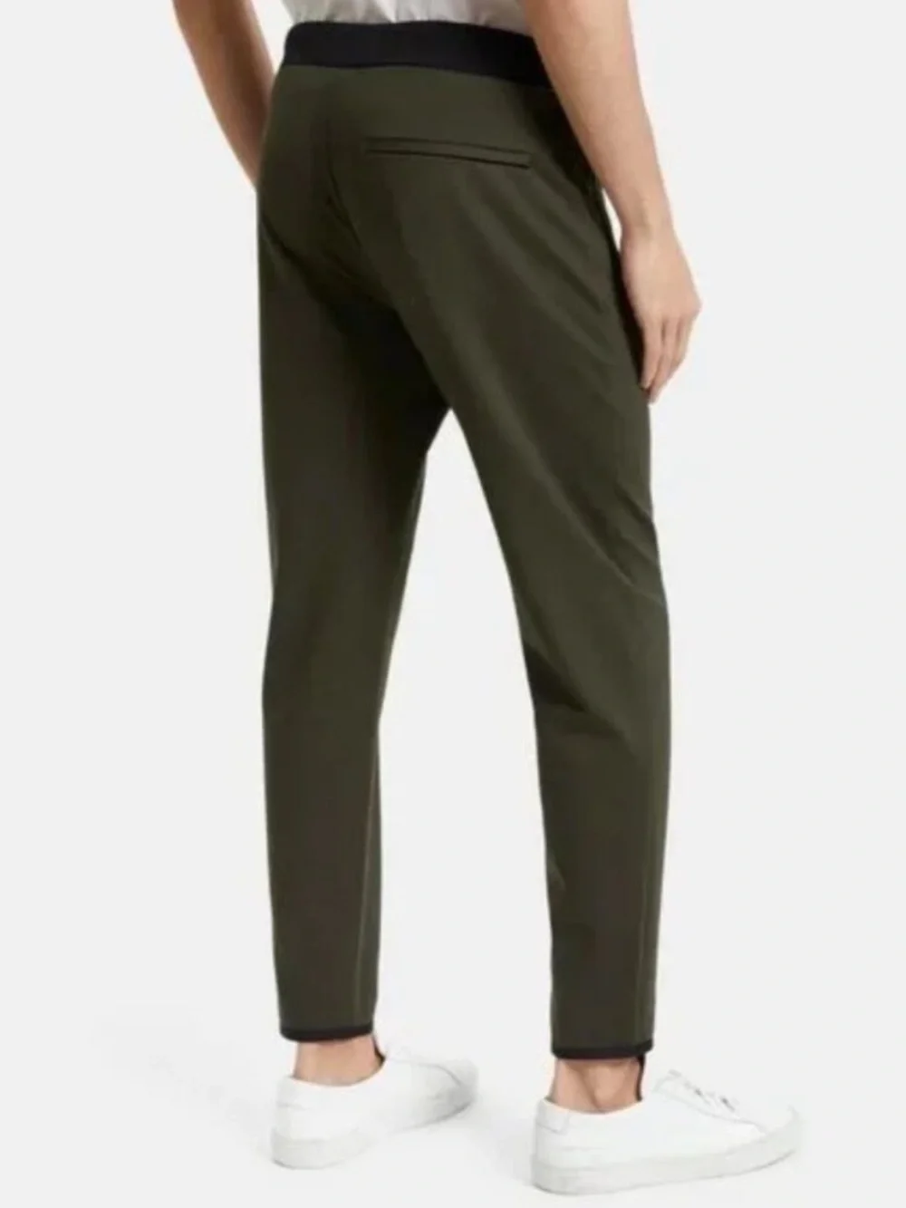 THEORY Men's Demir Plinth Drawstring Jogger Pant in Dark Olive Size Large